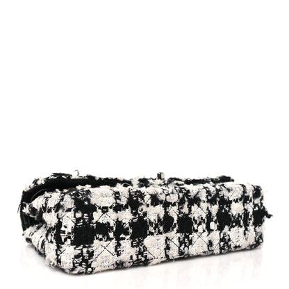 Chanel Tweed Quilted Medium Double Flap Black Ecru White 4 of 10