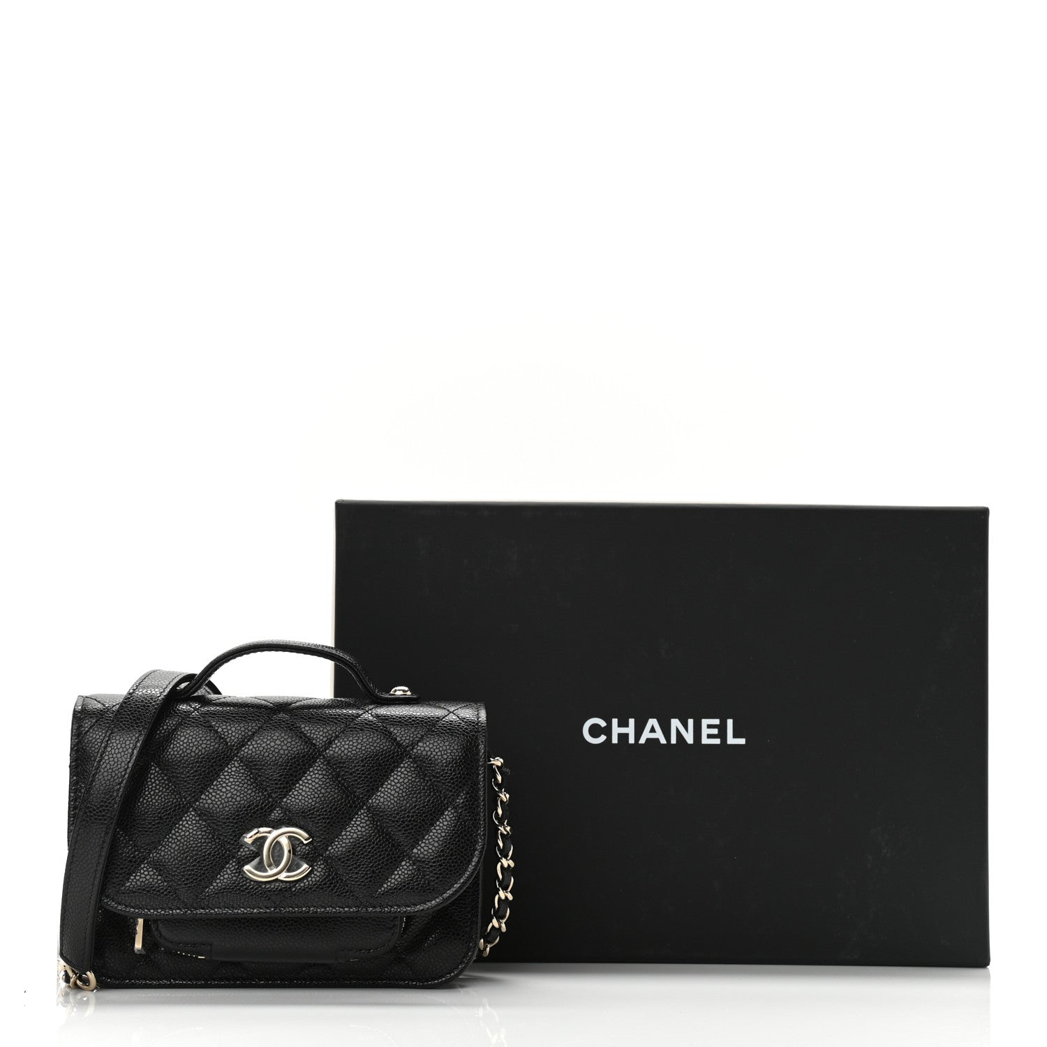 Chanel Caviar Quilted Business Affinity Clutch With Chain Black 12 of 12