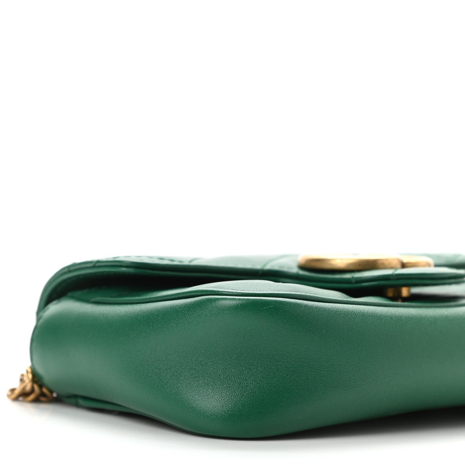 Gucci Calfskin Matelasse Super Mini GG Marmont Shoulder Bag Emerald Green 9 of 11