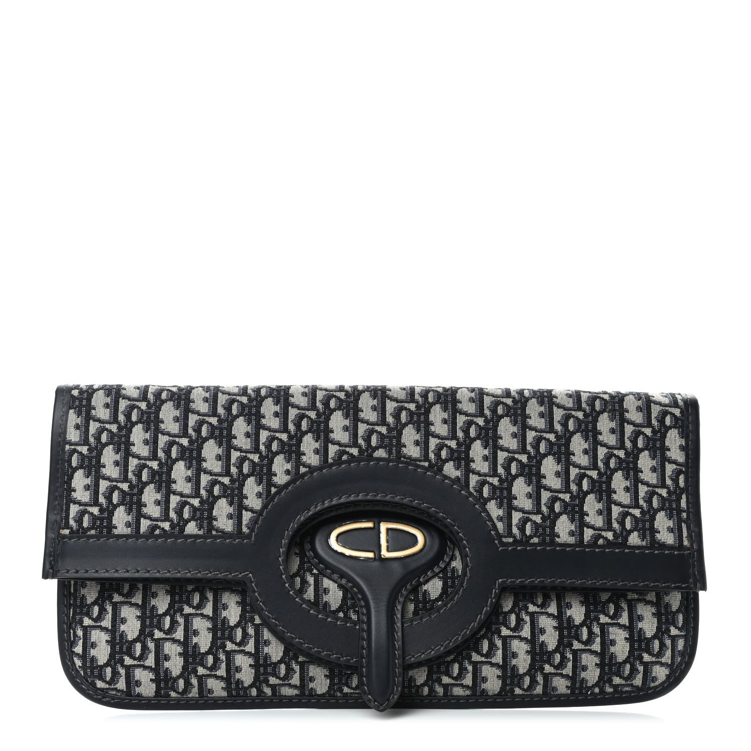 Christian Dior Oblique Fold Over Clutch Blue 1 of 10
