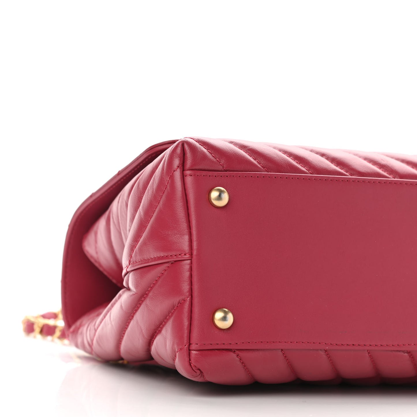 Calfskin Chevron Quilted Small Coco Handle Flap Dark Fuchsia