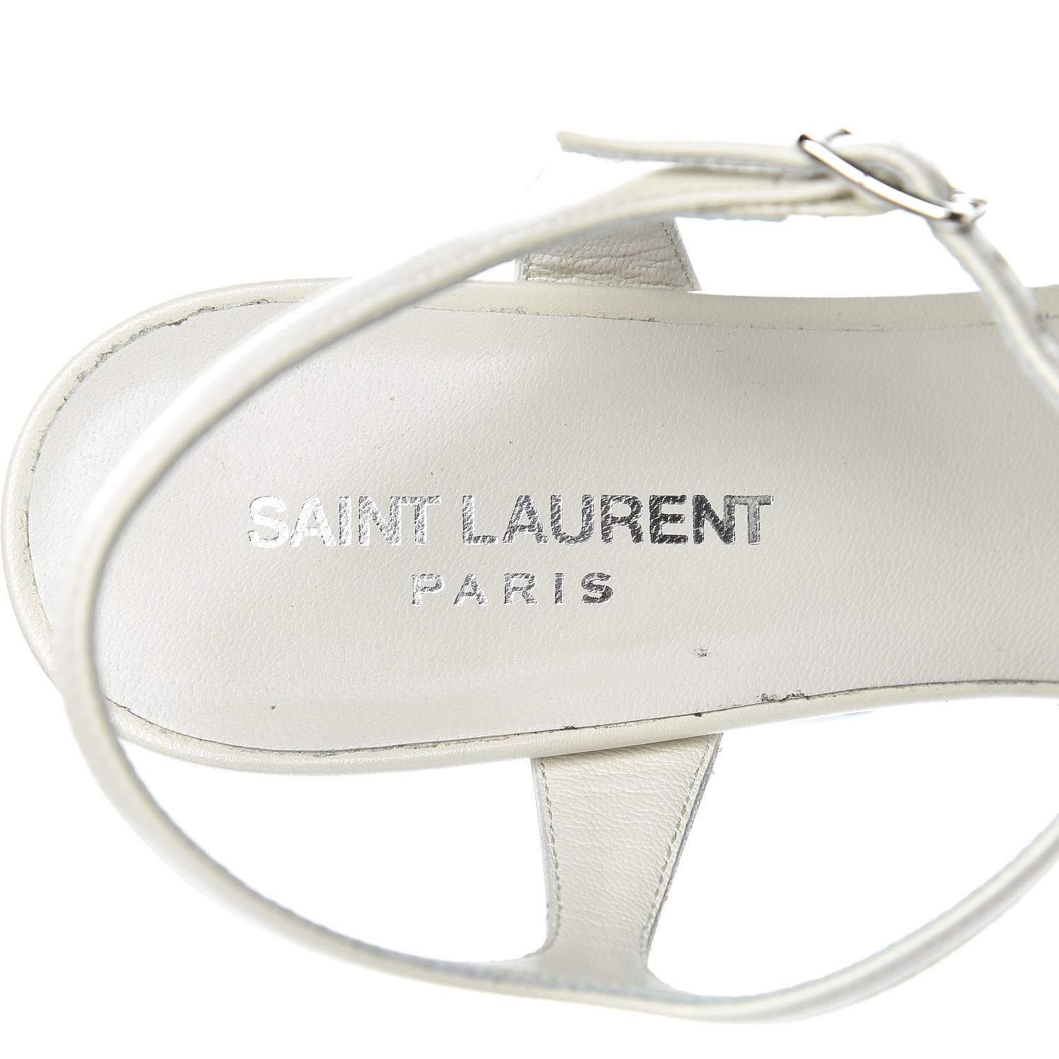 Saint Laurent Calfskin Candy 80 Platform Sandals 38 Dove White 9 of 10