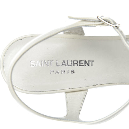 Saint Laurent Calfskin Candy 80 Platform Sandals 38 Dove White 9 of 10