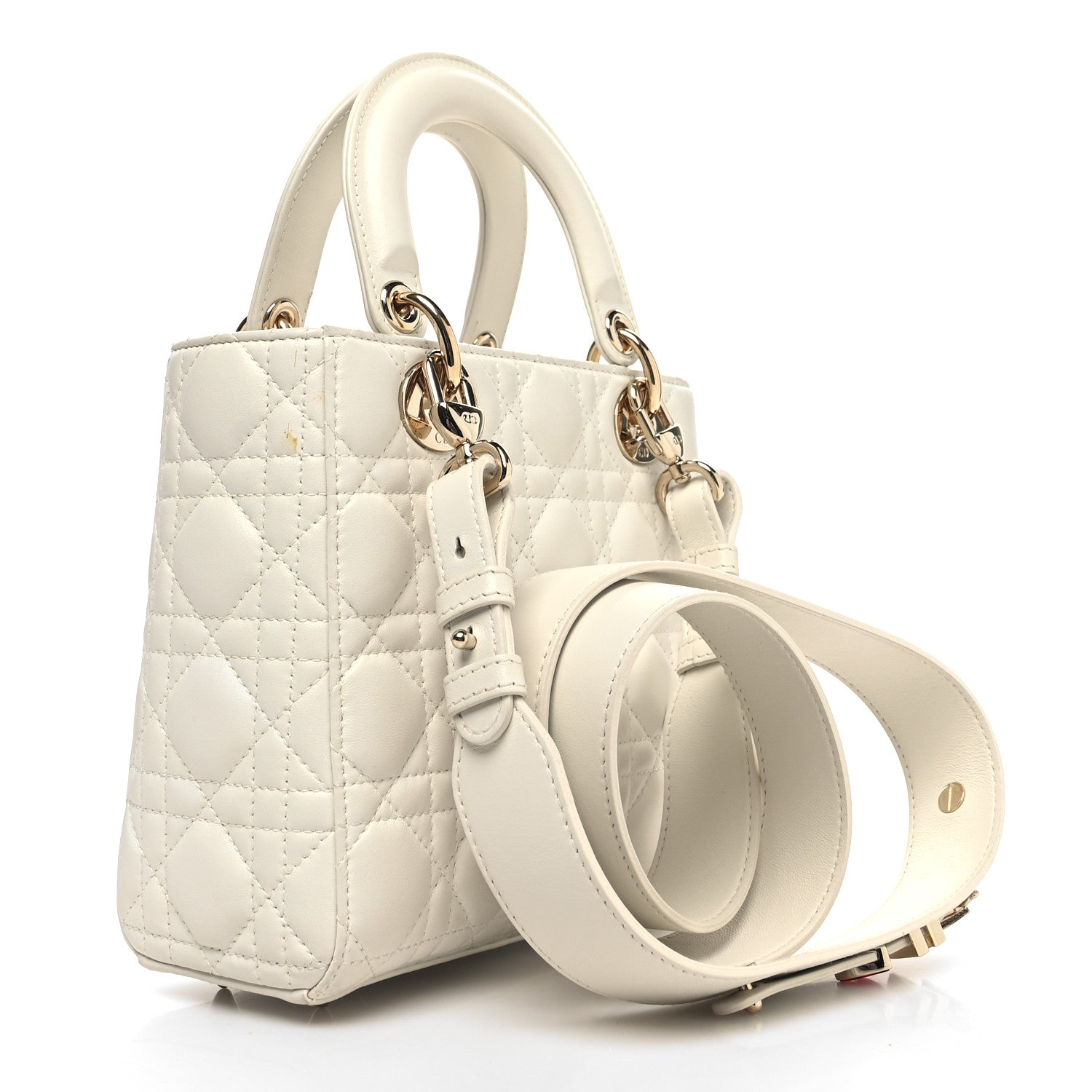 Christian Dior Lambskin Cannage Small My ABCDior Lady Dior White 3 of 13
