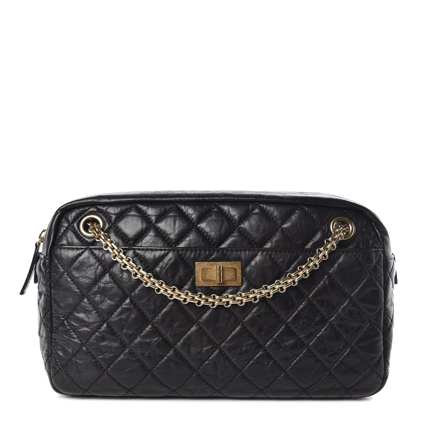 Aged Calfskin Quilted Medium Reissue Camera Case Black