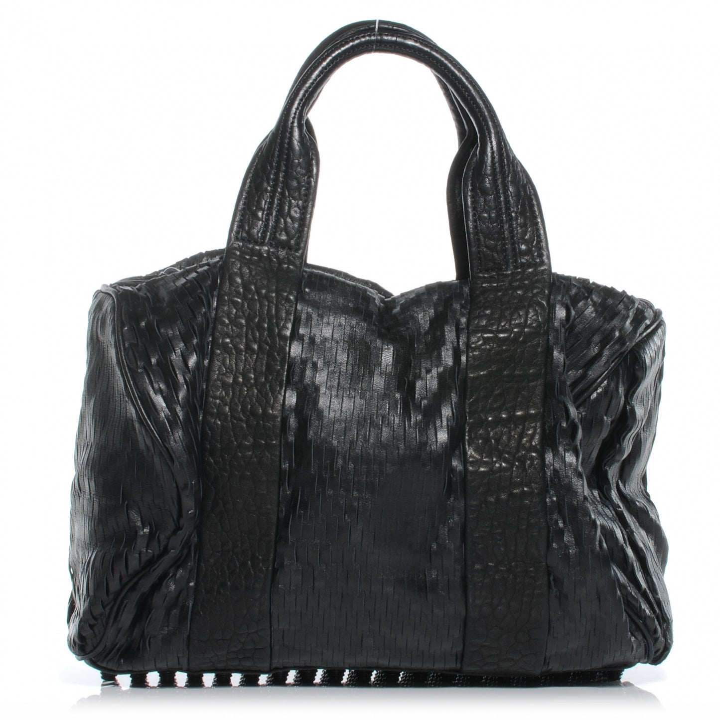 Leather Laser Cut Rocco Duffel w Black Nickel Hardware Black