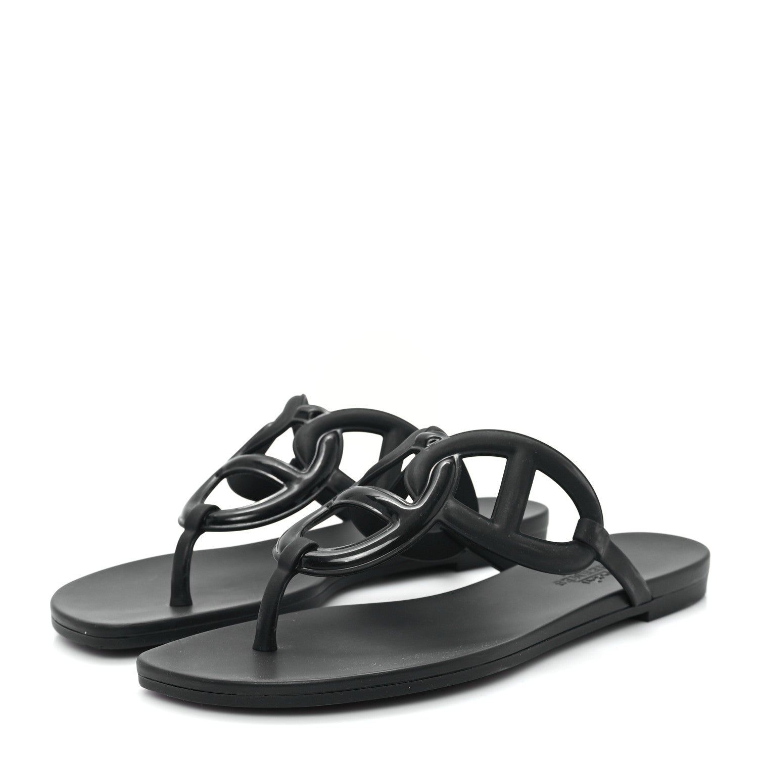 Hermes Rubber Womens Egerie Sandals 35 Black 4 of 10