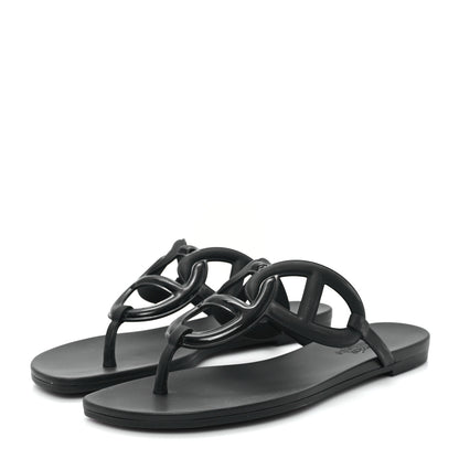 Hermes Rubber Womens Egerie Sandals 35 Black 4 of 10
