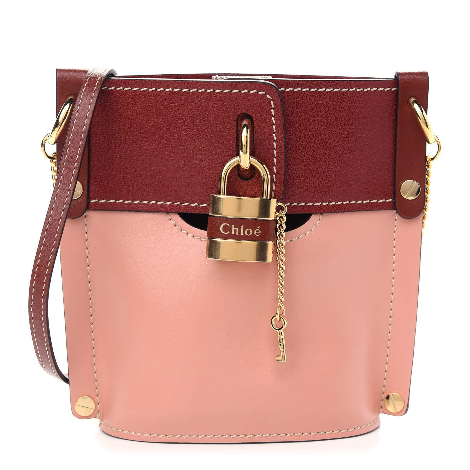 Chloe Shiny Calfskin Goatskin Mini Aby Bi-Color Bucket Fallow Pink 1 of 8