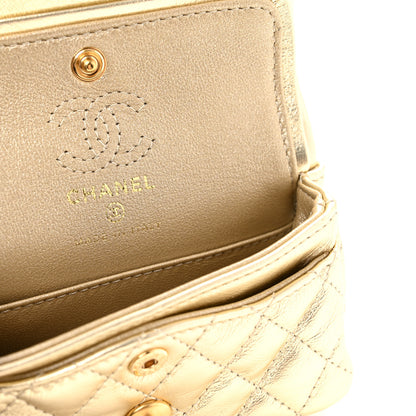 Chanel Metallic Calfskin Quilted Mini Flap Bag Charm With Hook Golden Golden 6 of 8