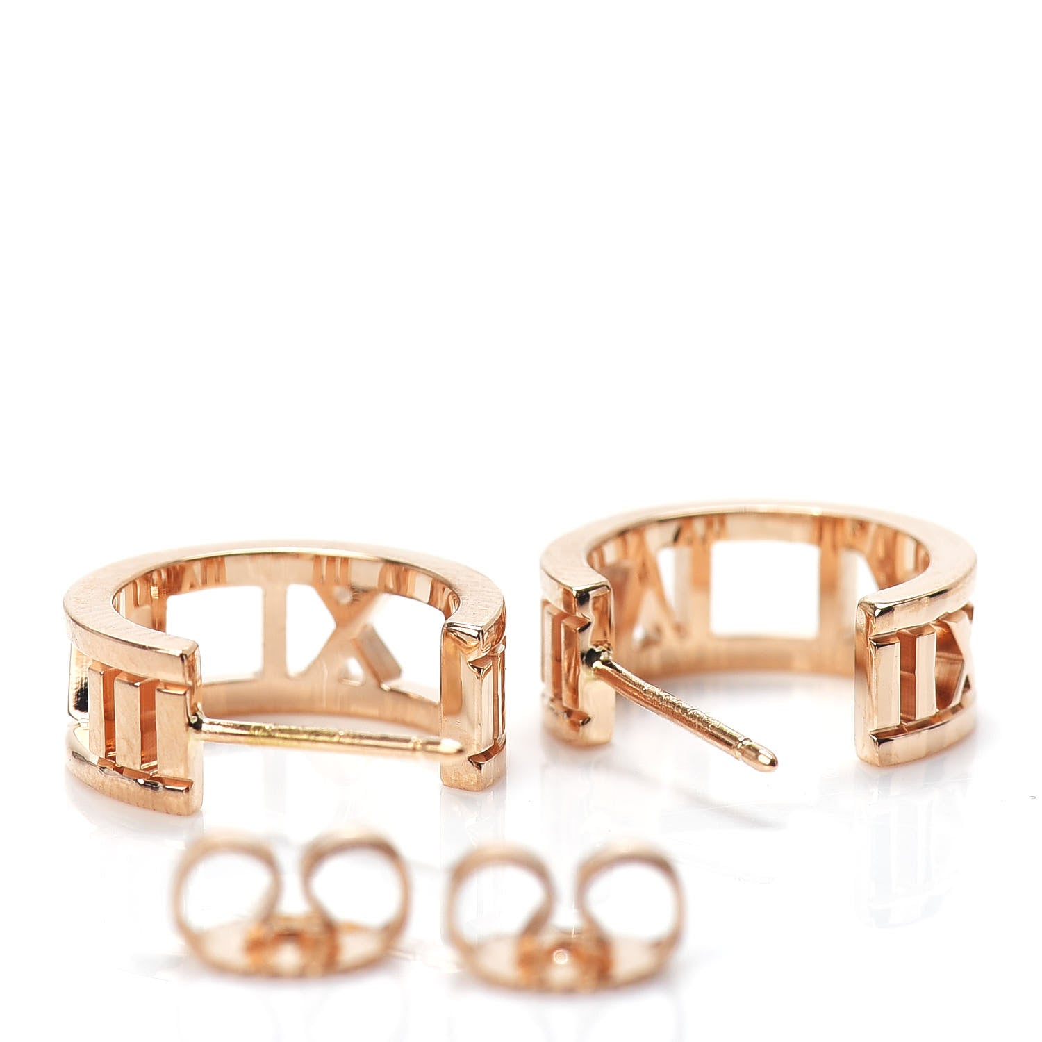 Tiffany 18K Rose Gold Mini Atlas Hoop Earrings 3 of 4