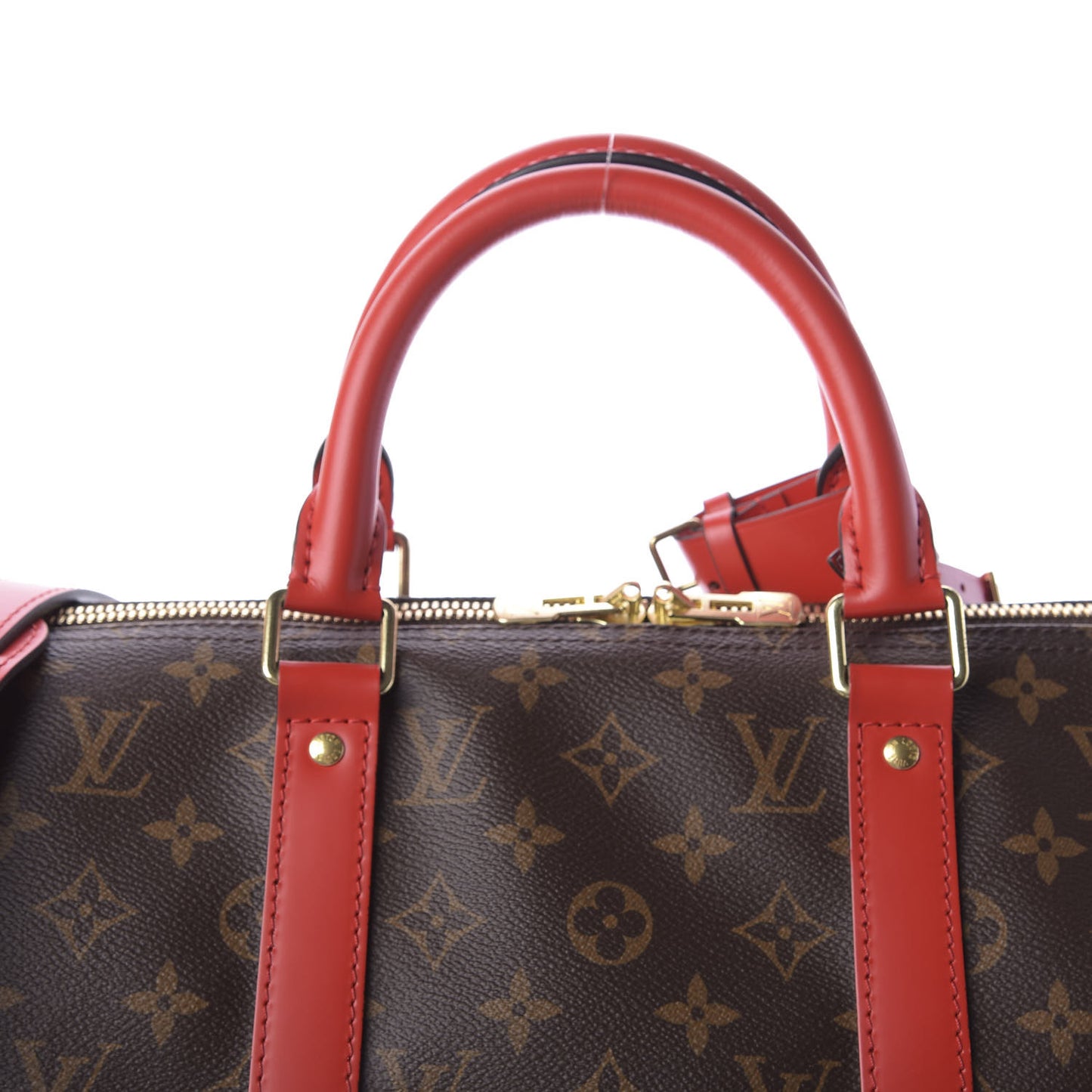 Calfskin Monogram Keepall Bandouliere 50 Coquelicot