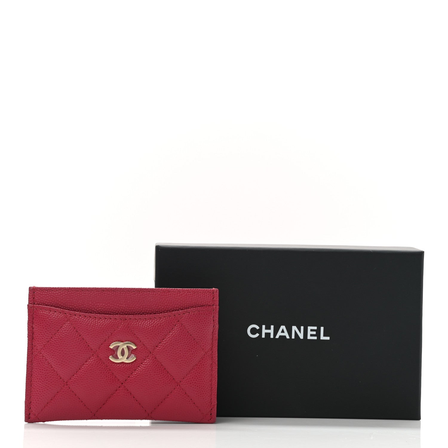 Chanel Caviar Quilted Card Holder Dark Pink 10 of 10