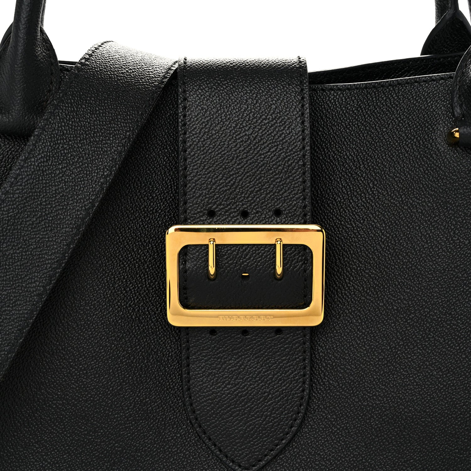 Burberry Soft Grain Calfskin Medium Buckle Tote Black 9 of 12
