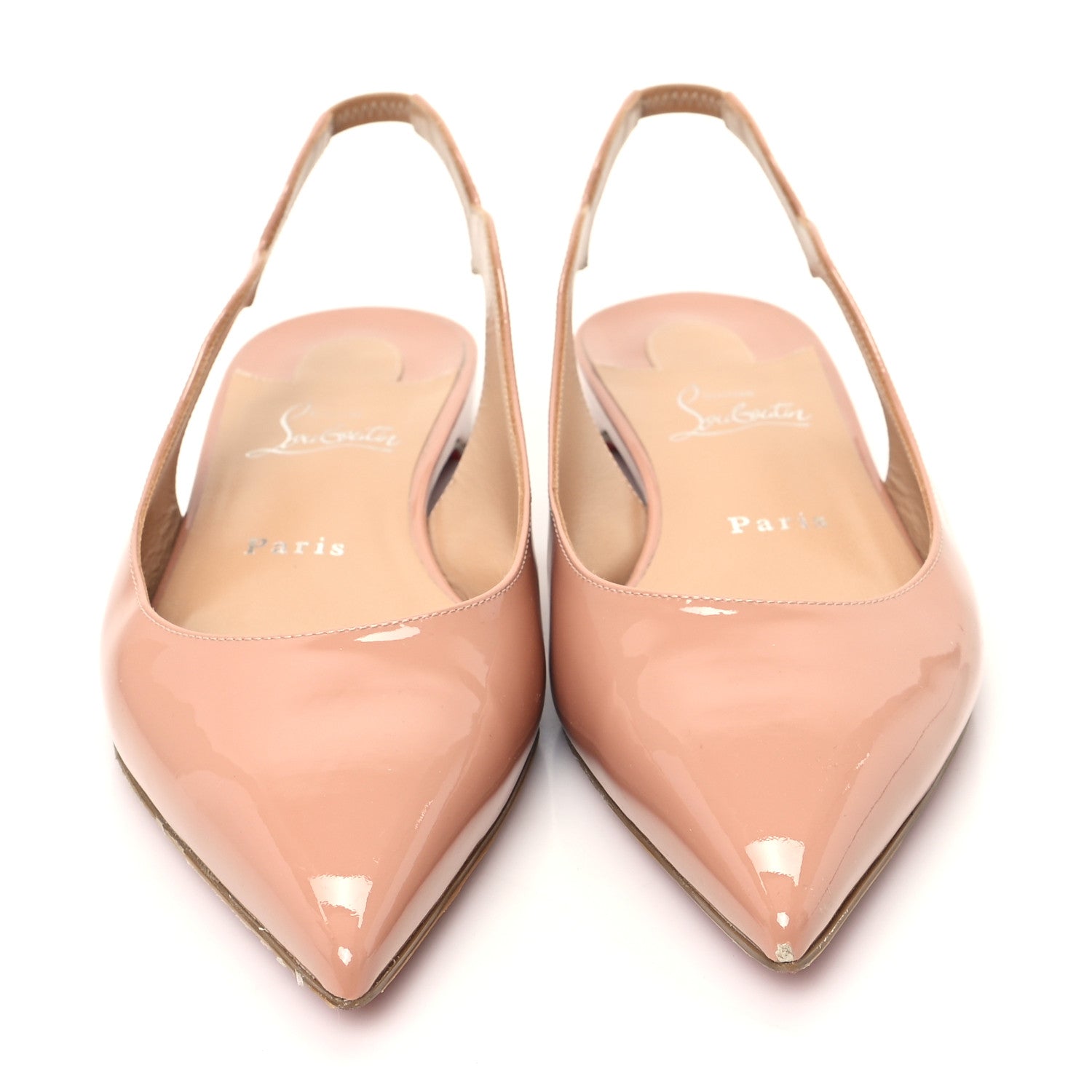 Christian Louboutin Patent Hot Chickita Slingback Flats 38.5 Nude 3 of 8