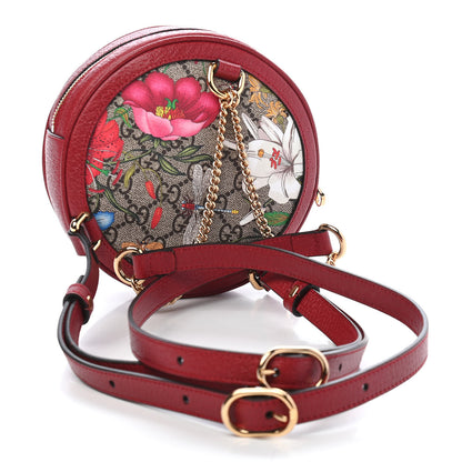 Gucci GG Supreme Monogram Web Flora Mini Ophidia Round Backpack Red 2 of 8
