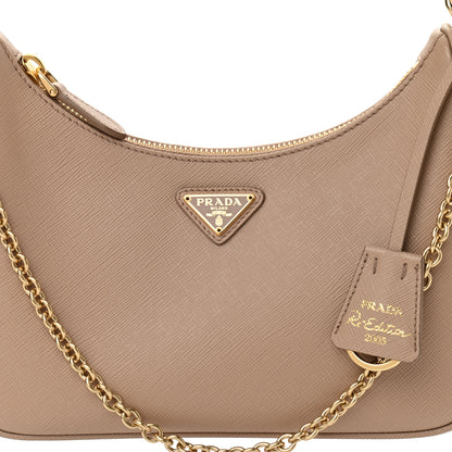 Prada Saffiano Re-Edition 2005 Shoulder Bag Cammeo Beige 10 of 12