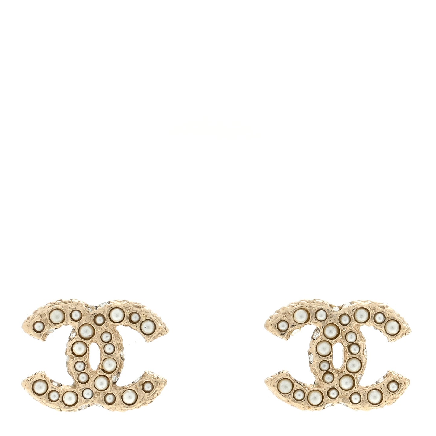 Pearl Crystal CC Earrings Light Gold