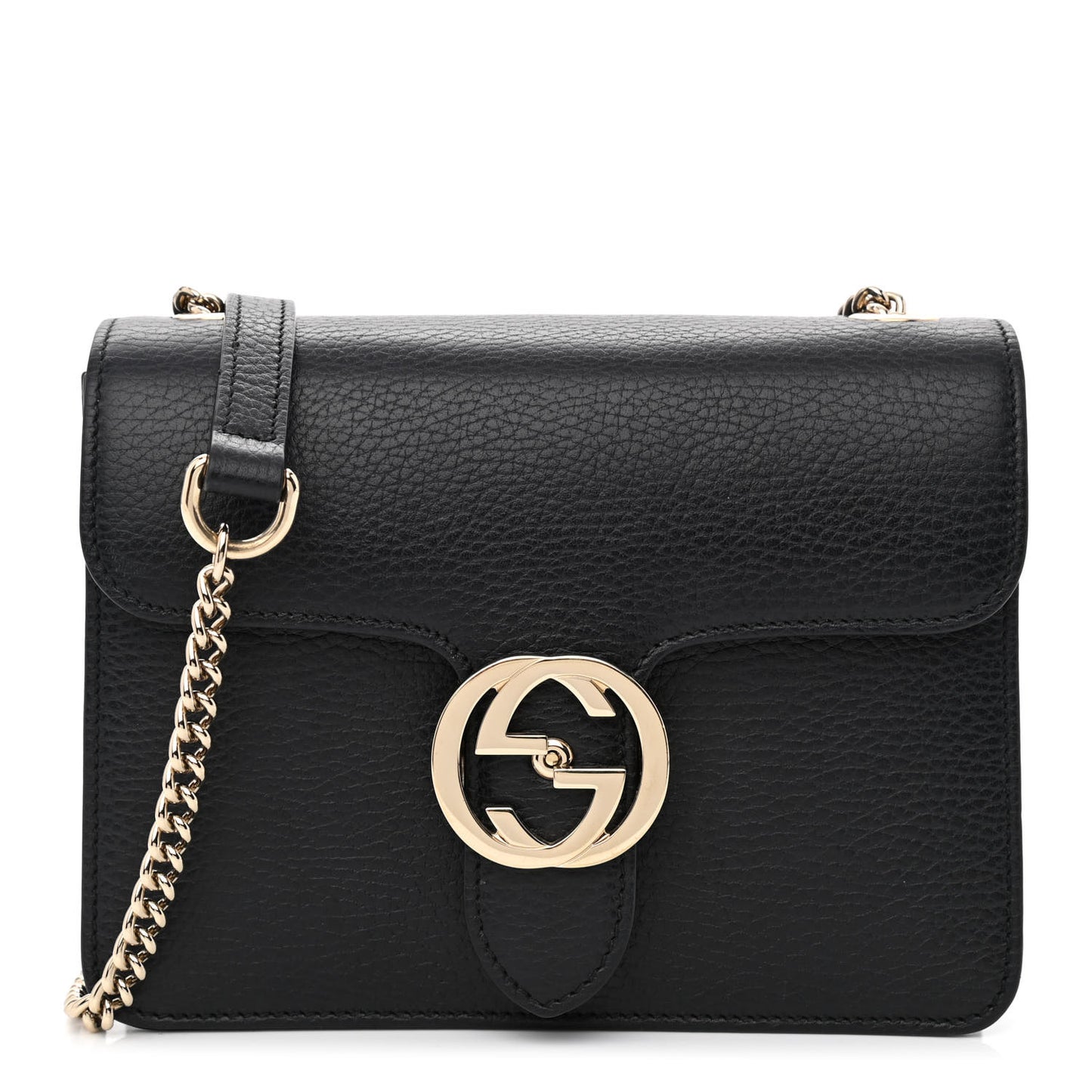 Dollar Calfskin Small Interlocking G Shoulder Bag Black