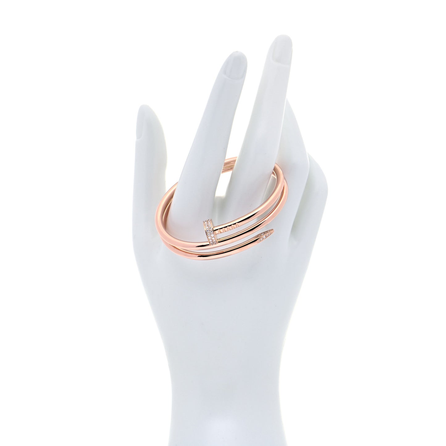 18K Pink Gold Diamond Double Wrap Juste Un Clou Bracelet 15
