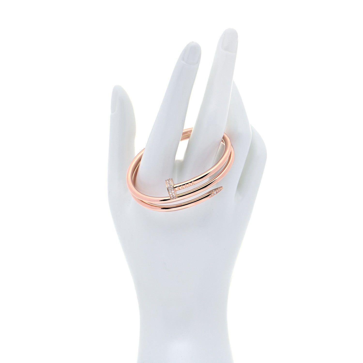 Cartier 18K Pink Gold Diamond Double Wrap Juste Un Clou Bracelet 15 2 of 8