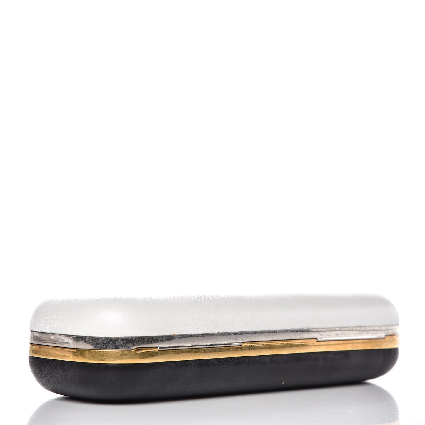 Nappa Twin Skull Box Clutch Black White