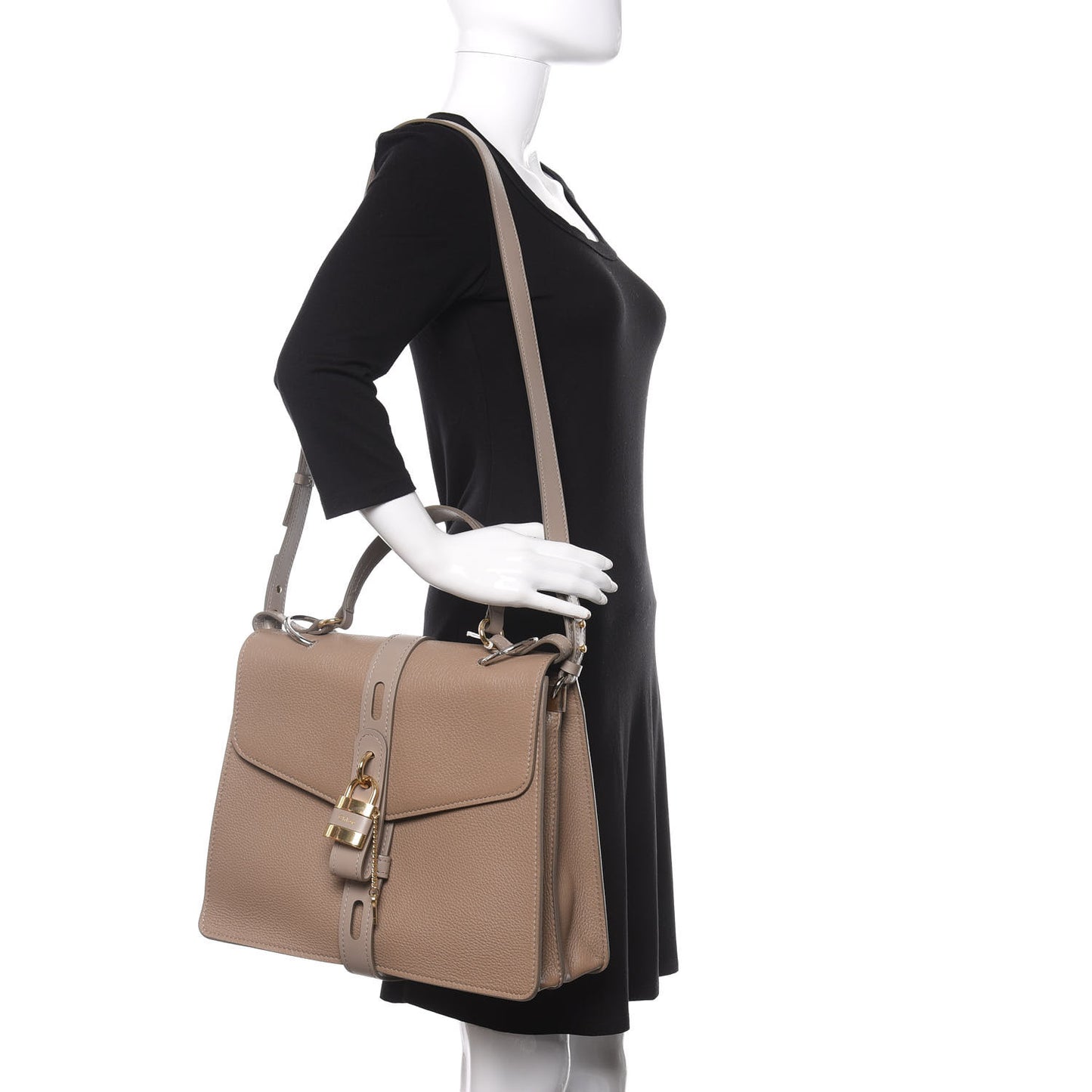 Grained Deerskin Shiny Calfskin Large Aby Day Shoulder Bag Motty Grey
