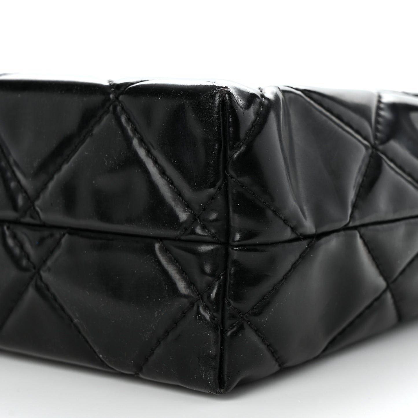 Vinyl Quilted In the Business Flap Bag Black