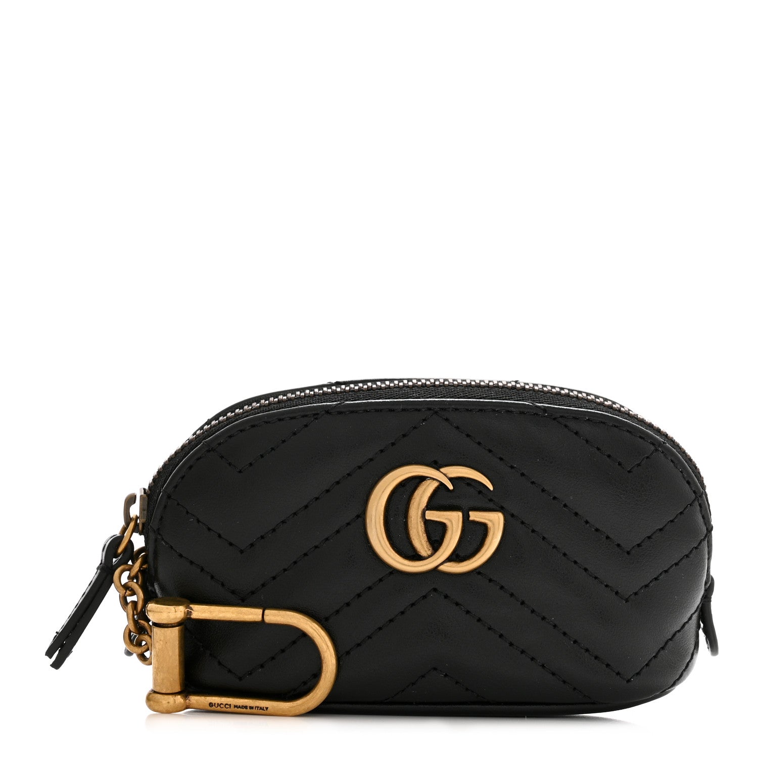 Gucci Calfskin Matelasse GG Marmont Key Pouch Black 1 of 9