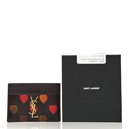 Saint Laurent T Lambskin Heart Embossed Monogram Card Case Vintage Cognac 11 of 11