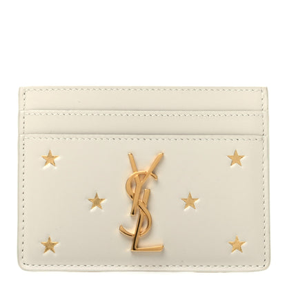 Saint Laurent Calfskin Star Print Card Case White 1 of 6
