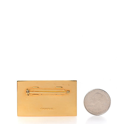 Chanel Metal Logo Plate Brooch Gold 2 of 3
