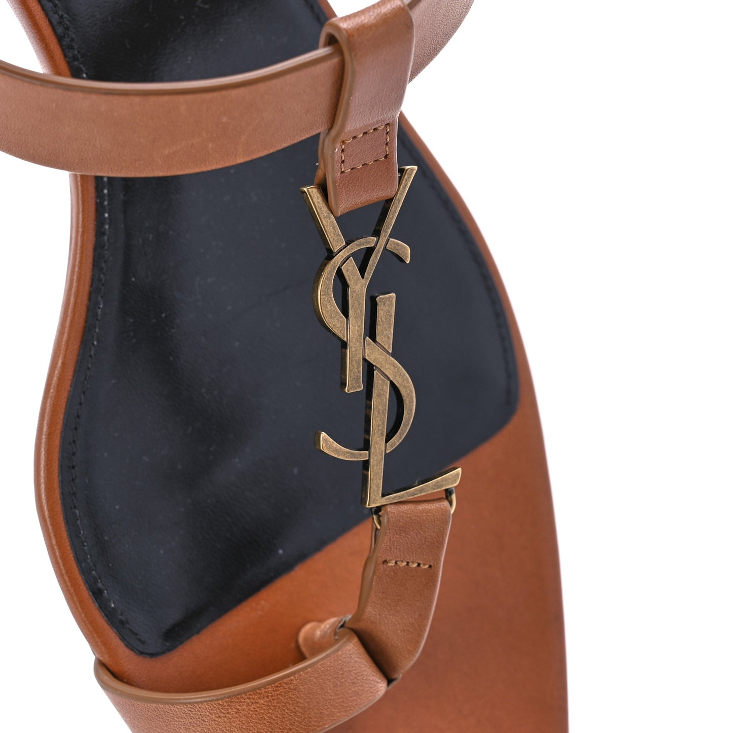 Calfskin Cassandra Monogram Sandals 37.5 Tan