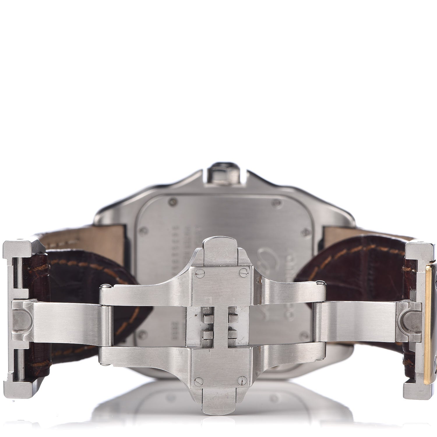 Cartier Stainless Steel 18K Yellow Gold Alligator 38mm Santos 100 Automatic Watch Brown 5 of 8