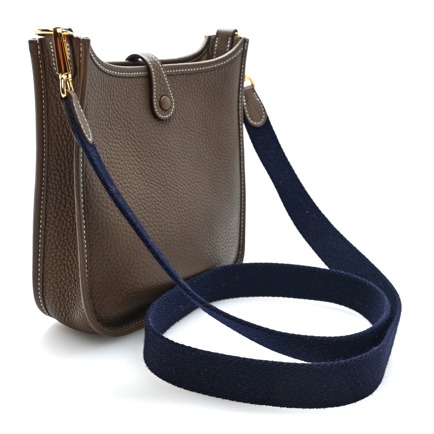 Hermes Taurillon Clemence Amazone Evelyne TPM Etoupe Bleu Indigo 3 of 9
