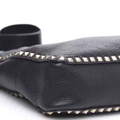 Valentino Garavani Pebbled Calfskin Large Rockstud Flip-Lock Messenger Bag Black 7 of 11