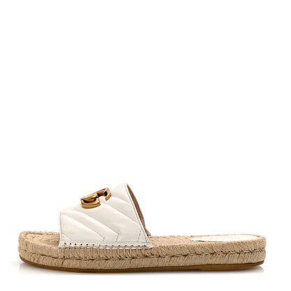 Gucci Nappa Matelasse GG Marmont Espadrille Slide Sandals 36.5 Great White 1 of 9