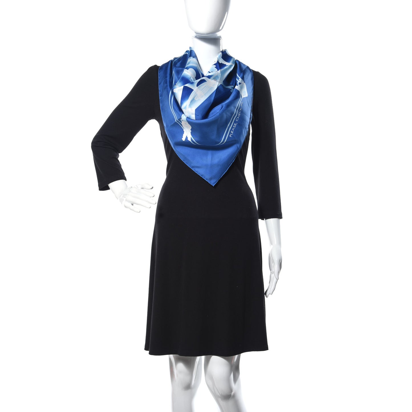 Silk Please Check In Scarf 90 Bleu Moyen Ciel White