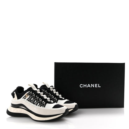 Chanel Fabric Suede Calfskin Sneakers 36 White Black 10 of 10