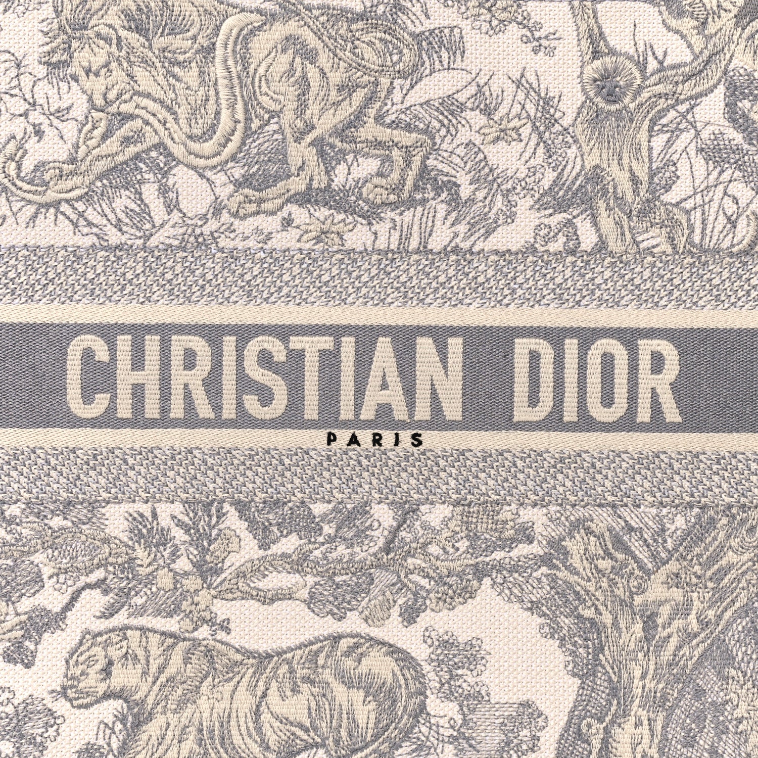 Christian Dior Canvas Embroidered Large Dioriviera Toile De Jouy Book Tote Gray 10 of 14