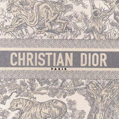 Christian Dior Canvas Embroidered Large Dioriviera Toile De Jouy Book Tote Gray 10 of 14