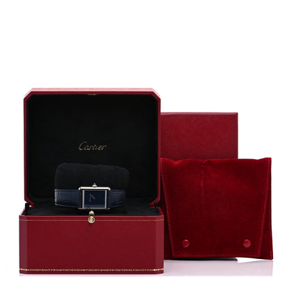 Cartier Stainless Steel Alligator 25mm Must de Cartier Tank Quartz Watch Blue 5 of 5