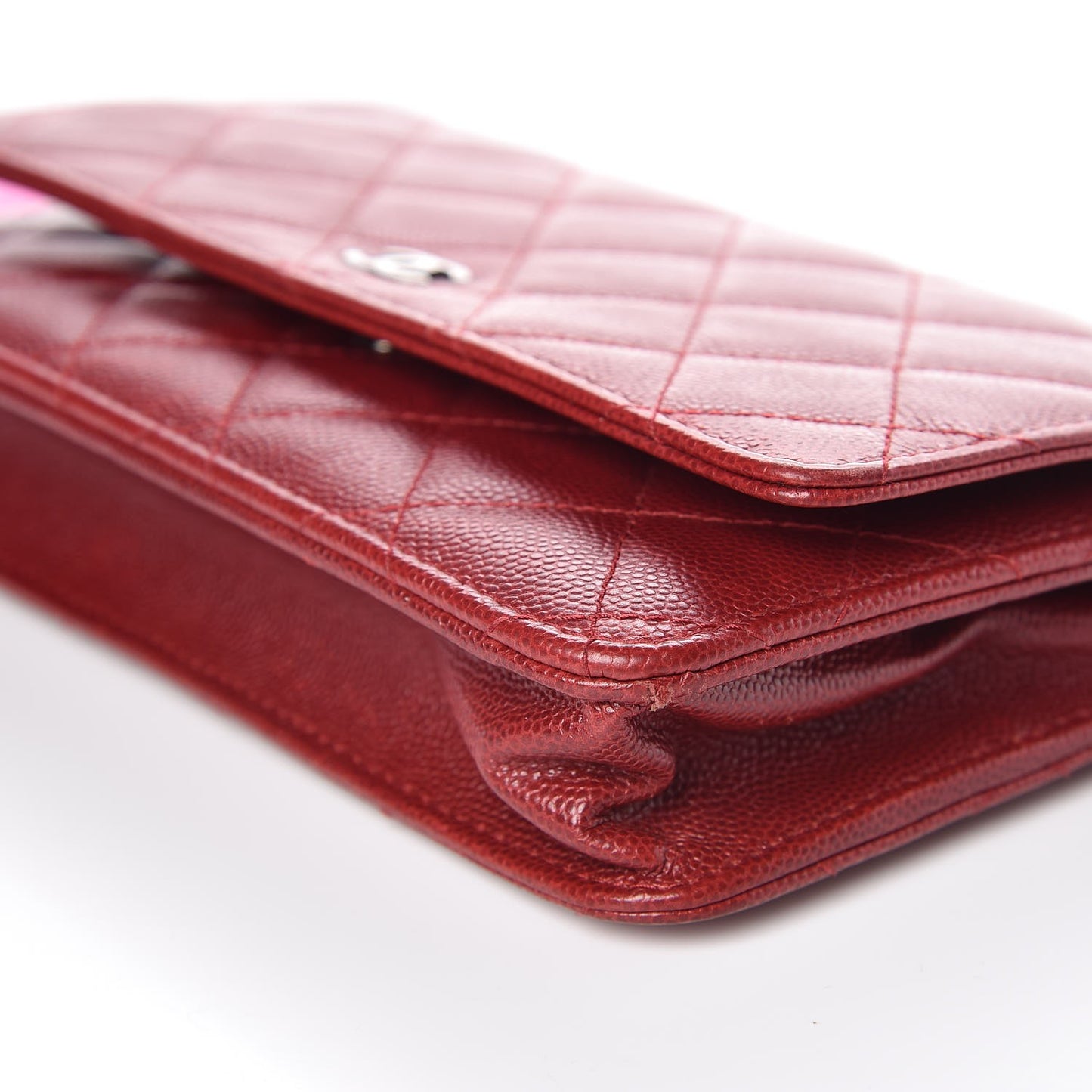 Caviar Quilted Wallet on Chain WOC Red