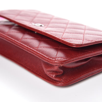 Chanel Caviar Quilted Wallet on Chain WOC Red 12 of 18