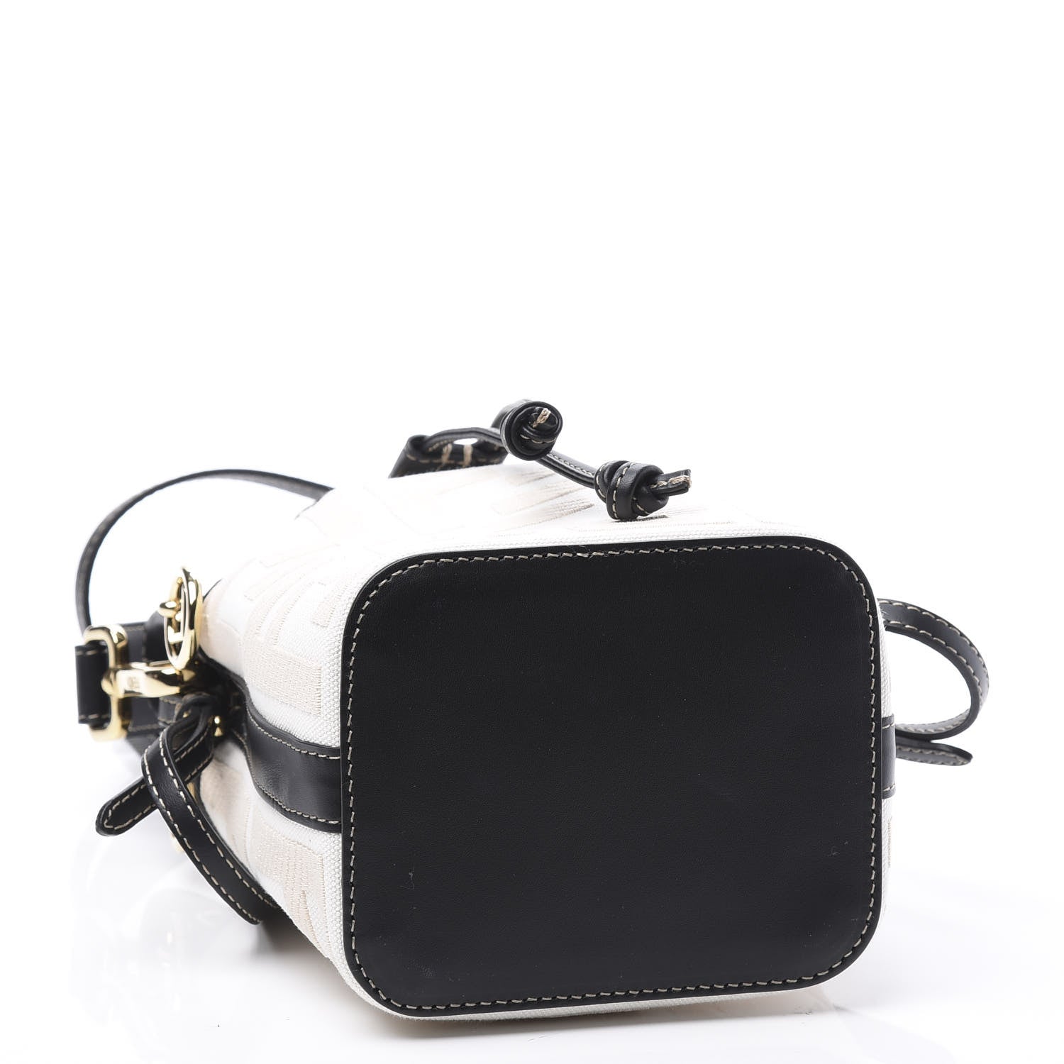 Fendi Canvas Vitello King F is Fendi FF Embroidered Mini Mon Tresor Bucket Bag Grezzo Black 3 of 13