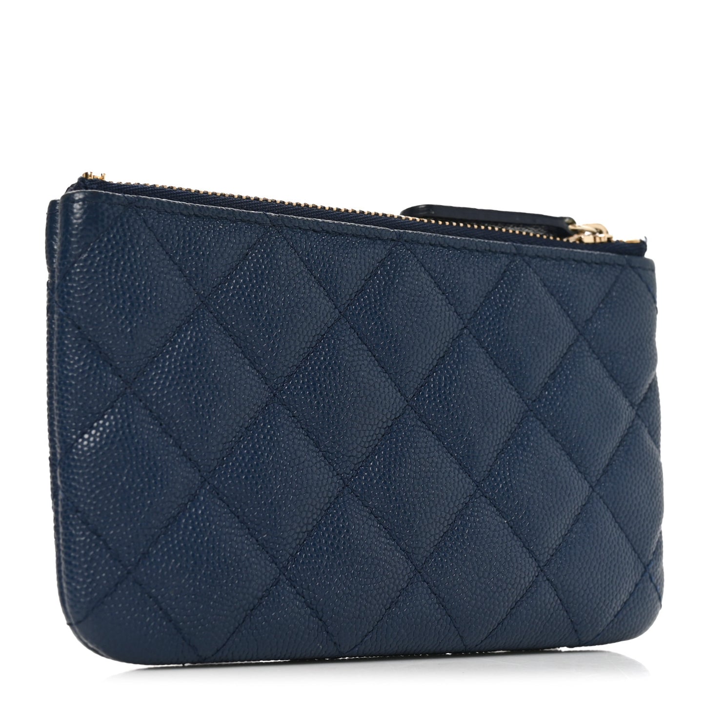 Caviar Quilted Small Cosmetic Case Navy Blue