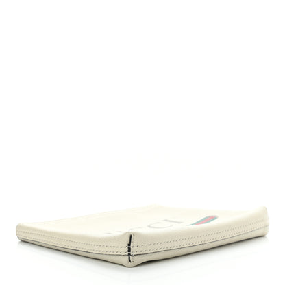 Gucci Pebbled Calfskin Medium Logo Portfolio Clutch White 4 of 8
