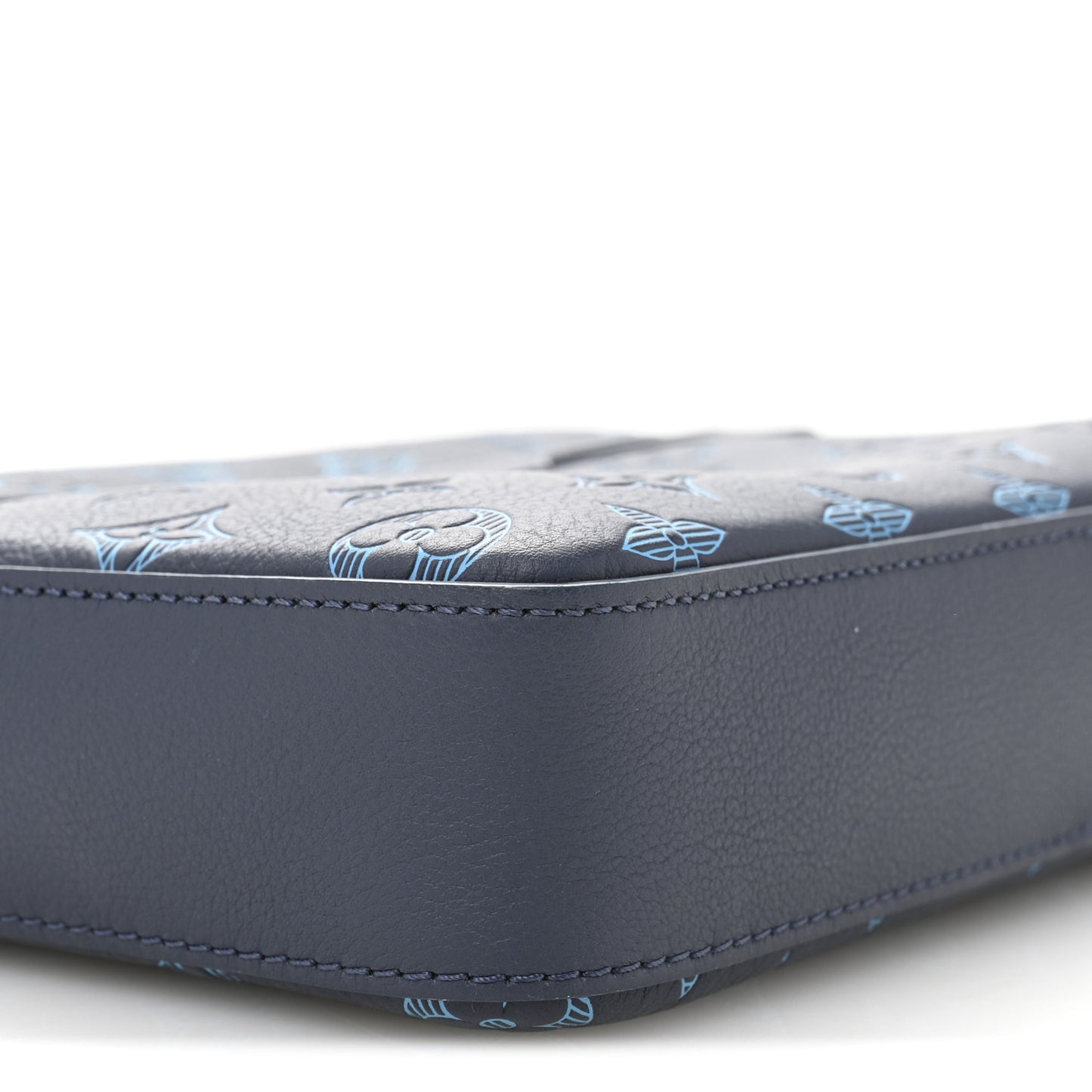 Calfskin Monogram Shadow Trio Messenger Navy River Blue
