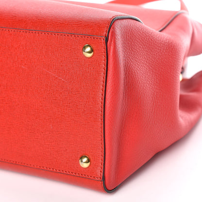 Fendi Vitello Elite Flamingo Regular 2Jours Tote Rosso Fiamma 9 of 19