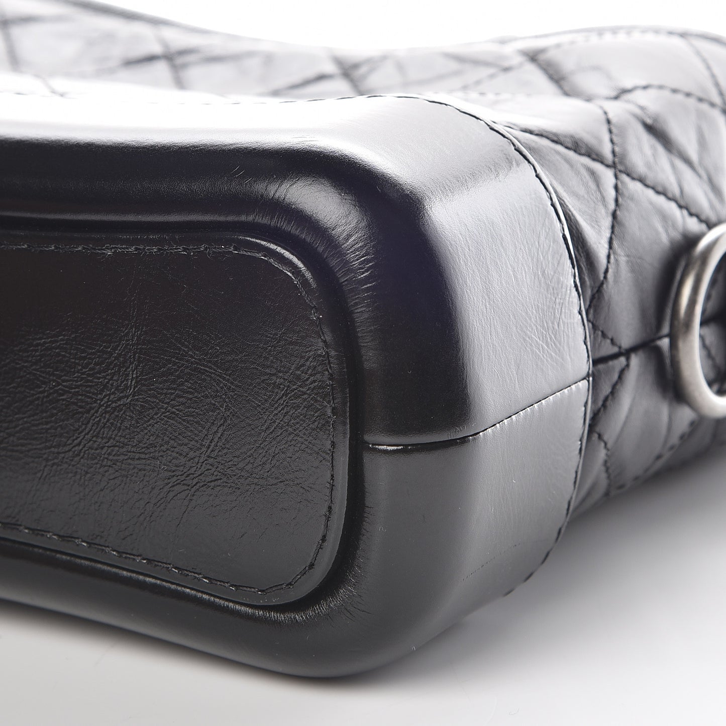Aged Calfskin Quilted Small Gabrielle Hobo Black